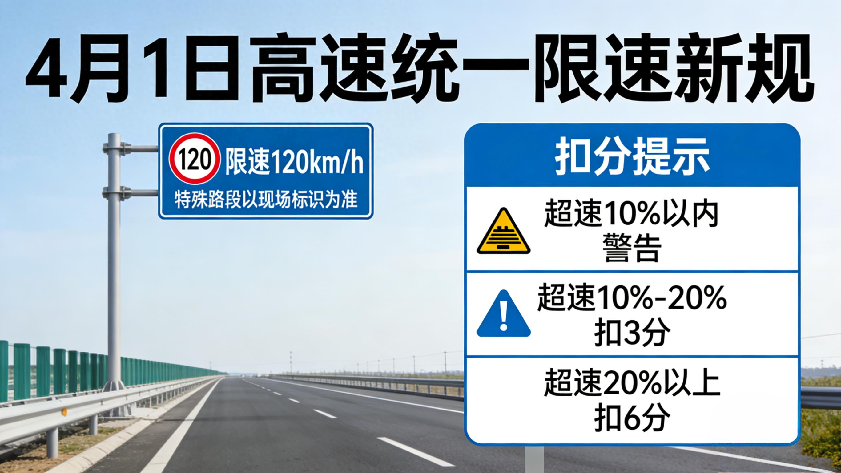 高速限速新规4月起实施，小心扣6分罚200元